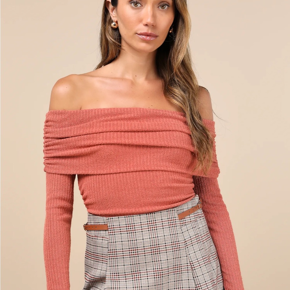 Lulu's Off-Shoulder Sweater in Terracotta